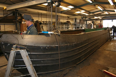 Steel canal boat shell